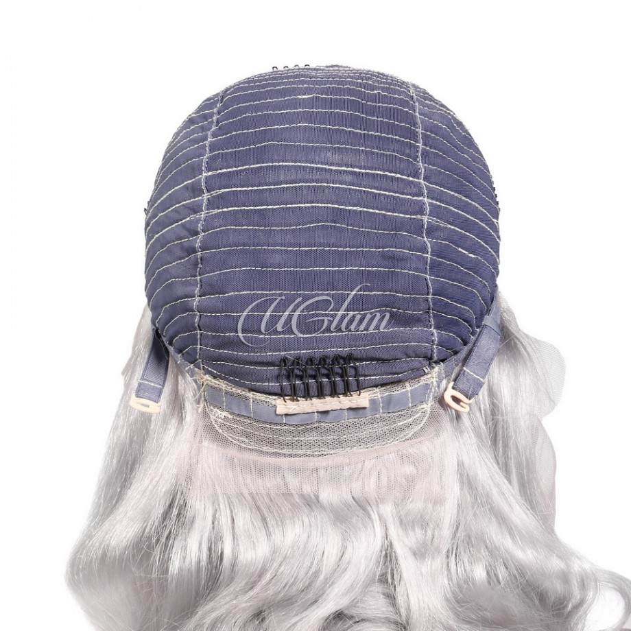 Uglam Sliver Grey Color 13x4 Lace Front Wig Body Wave Humanhair