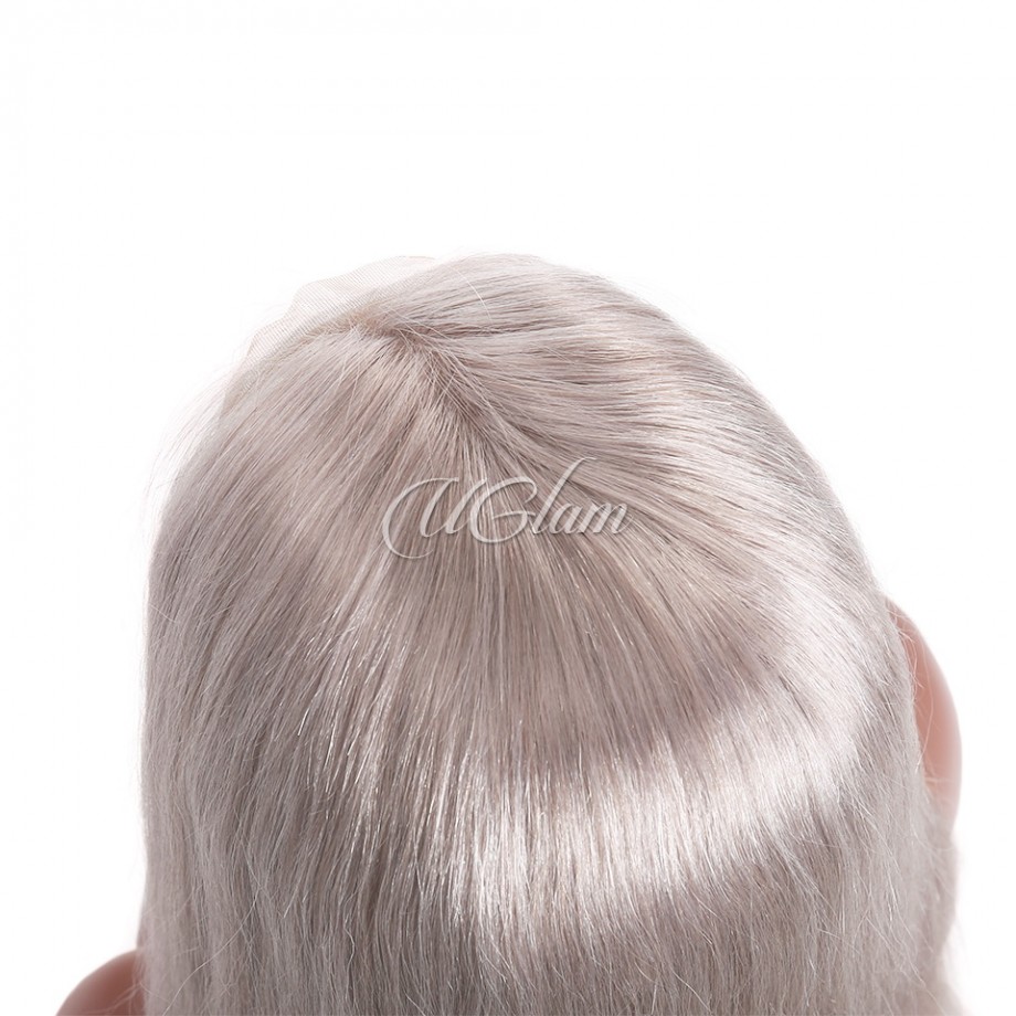 Uglam Grey Color 13x4 Lace Front Wig Striaght Humanhair