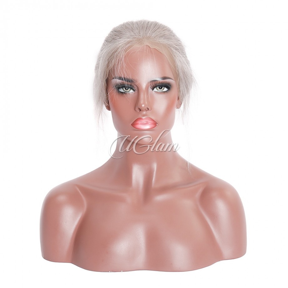 Uglam Grey Color 13x4 Lace Front Wig Striaght Humanhair