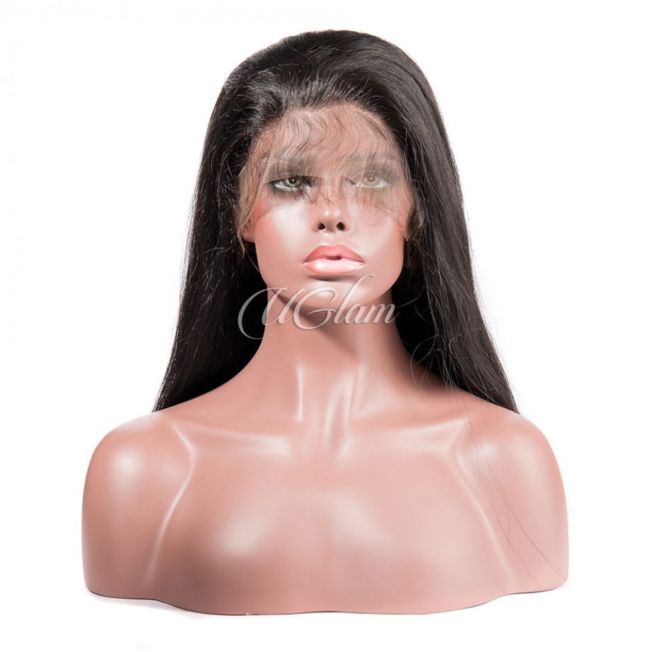 Virgin Human Hair 13X4 Transparent Lace Front Straight Wig 180% Density