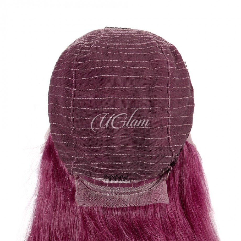 Uglam Lace Front Wig 99J Wine Color Body Wave Wig