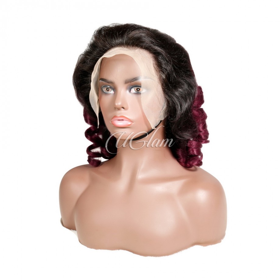 Uglam Lace Front Wig 1B/99J Wine Color Loose  Wave Wig