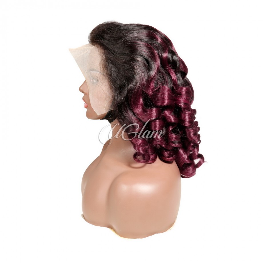 Uglam Lace Front Wig 1B/99J Wine Color Loose  Wave Wig