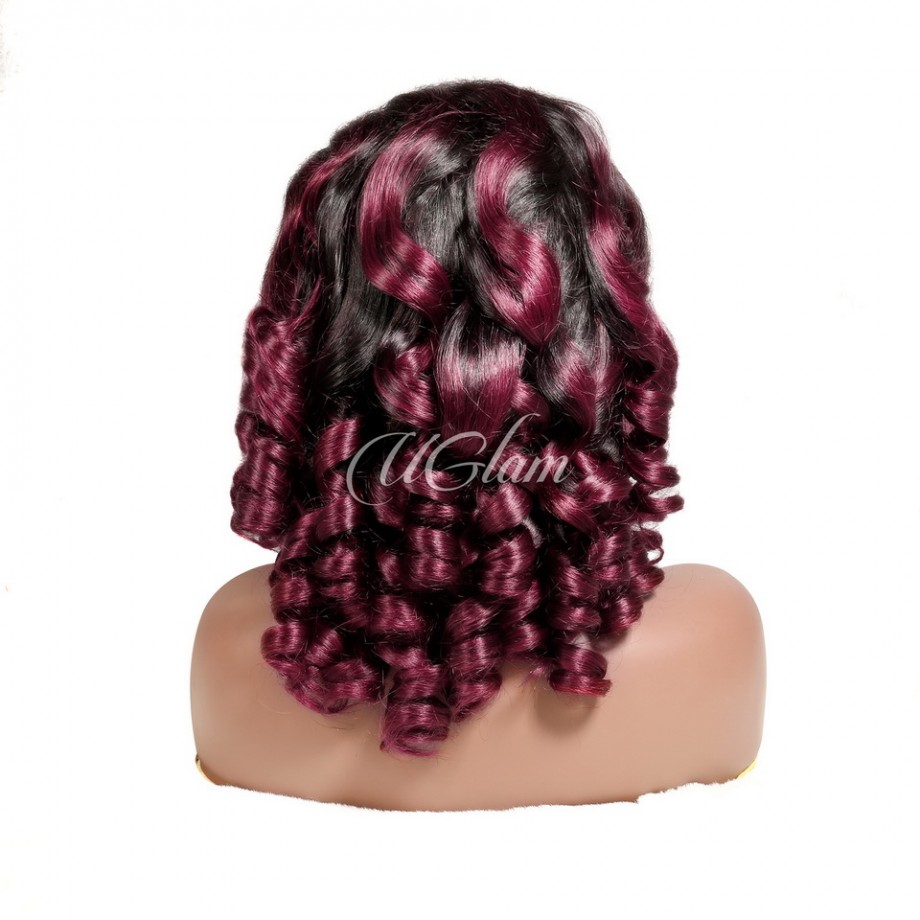 Uglam Lace Front Wig 1B/99J Wine Color Loose  Wave Wig