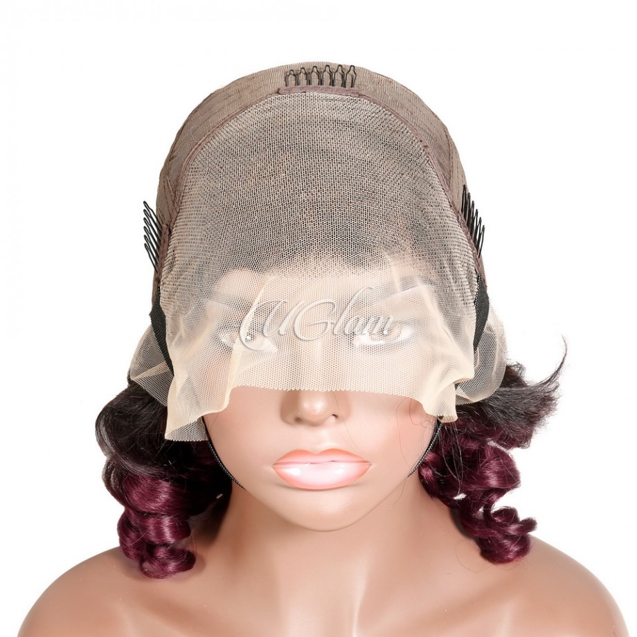 Uglam Lace Front Wig 1B/99J Wine Color Loose  Wave Wig