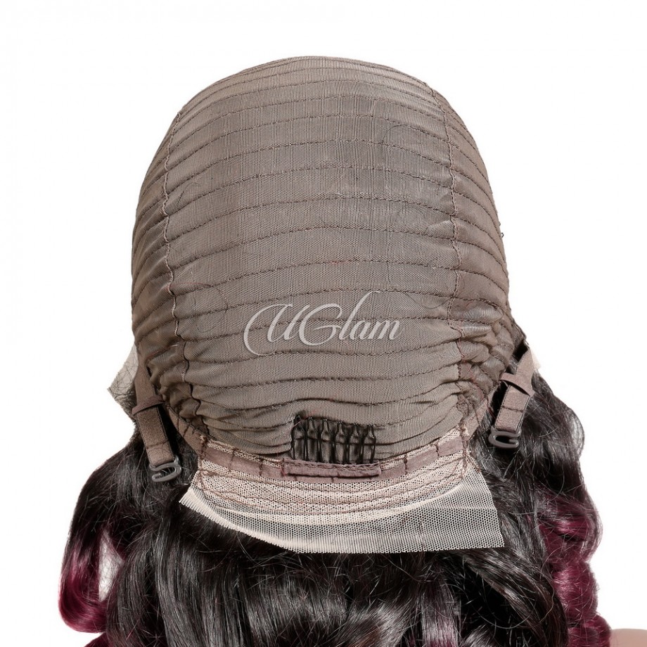 Uglam Lace Front Wig 1B/99J Wine Color Loose  Wave Wig