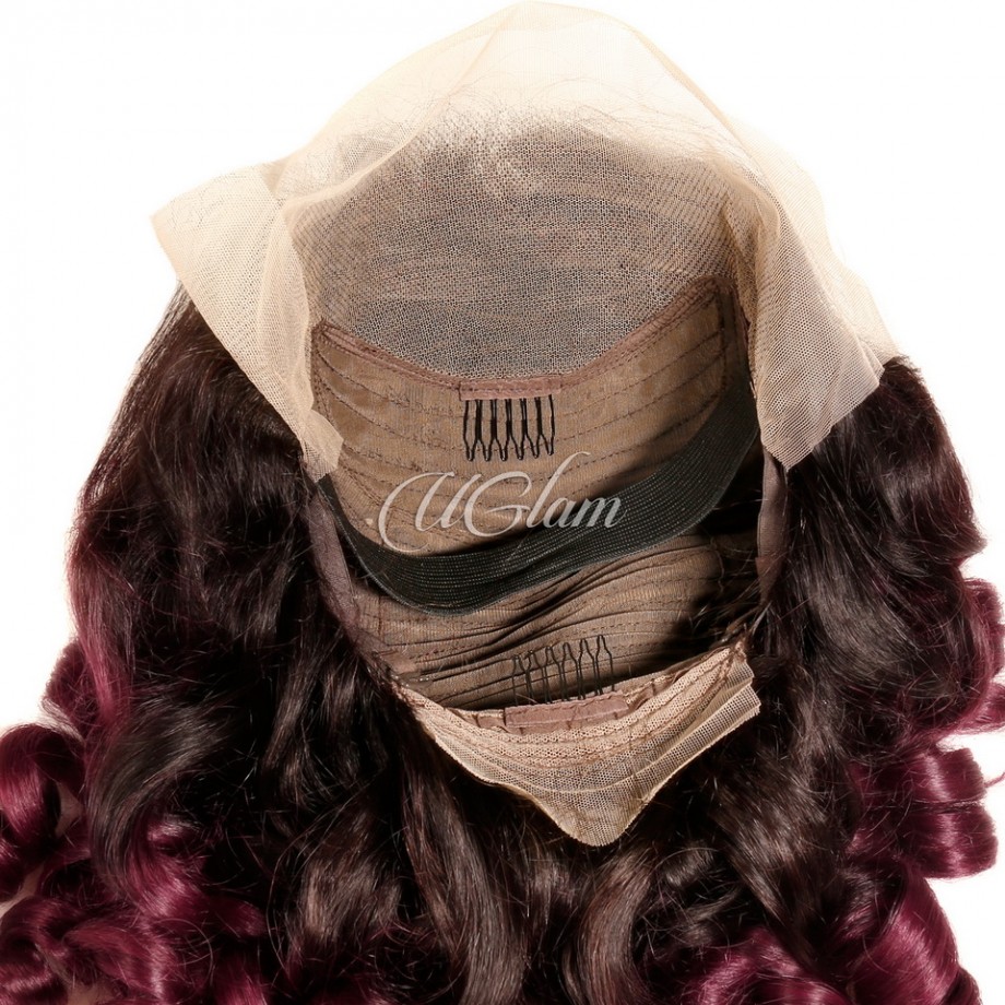 Uglam Lace Front Wig 1B/99J Wine Color Loose  Wave Wig