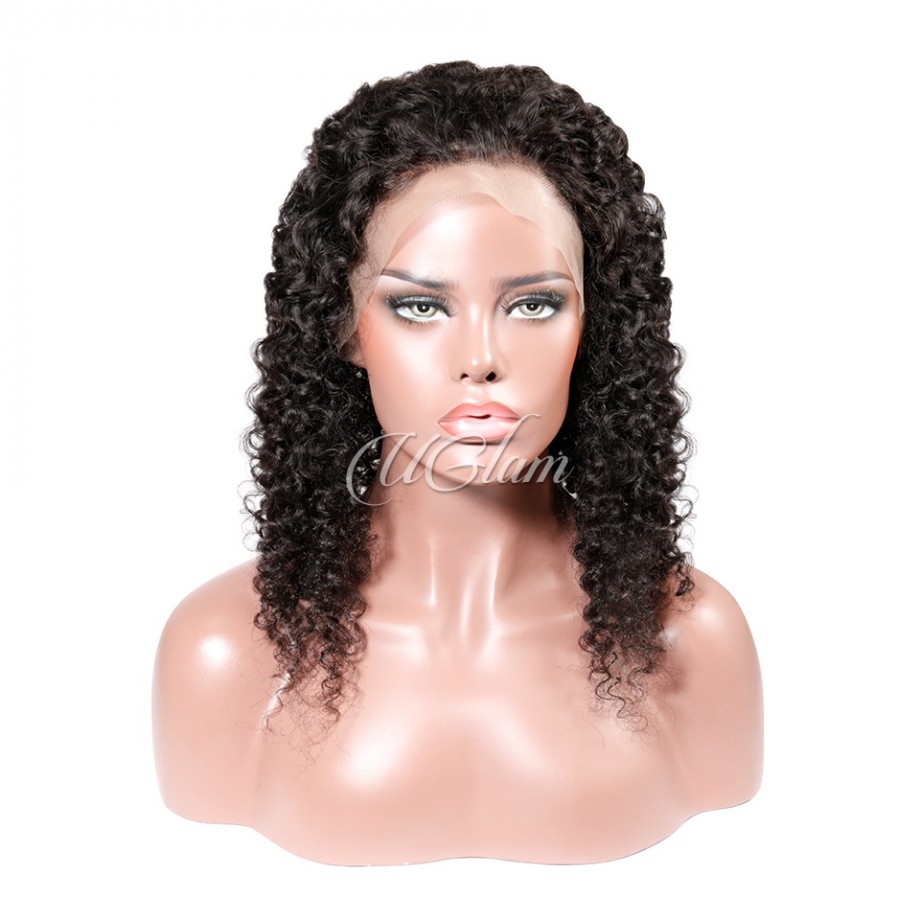 Uglam Transparent Lace Front Kinky Curly Wig 200% Density