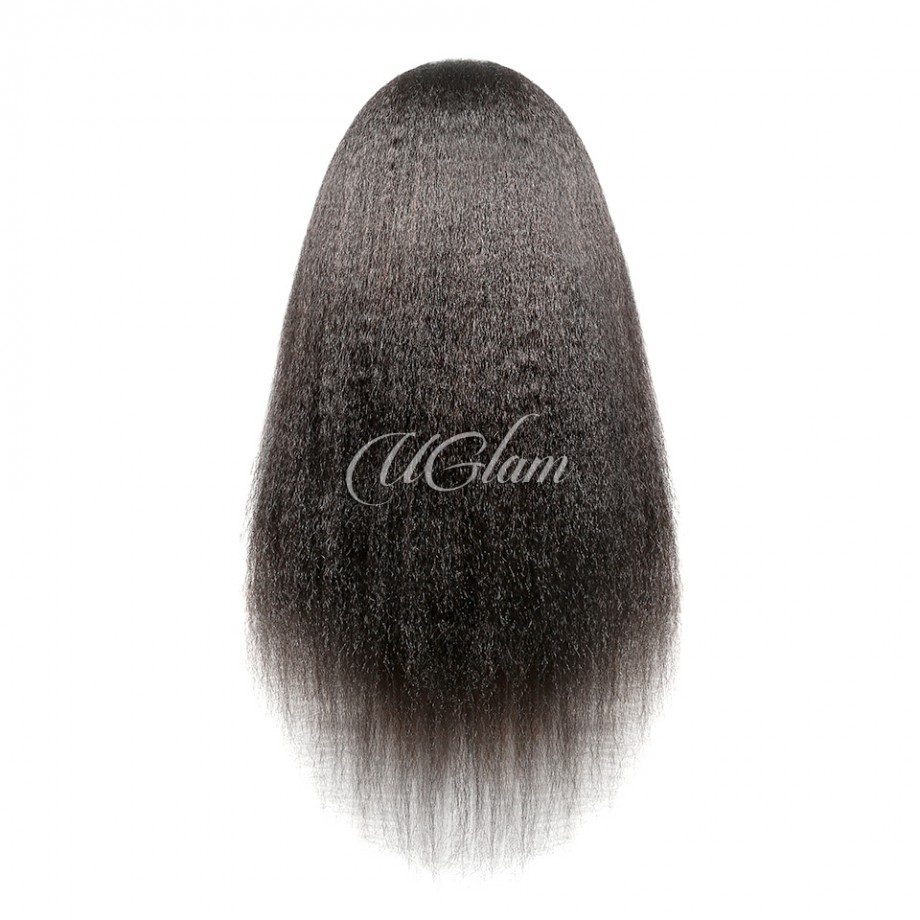 Uglam Transparent Lace Front Kinky Straight Wig 200% Density