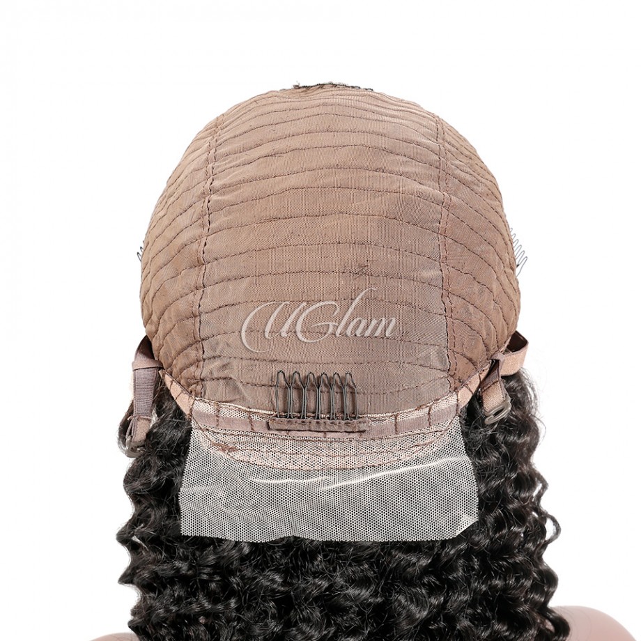 Uglam Transparent Lace Front Kinky Curly Wig 200% Density