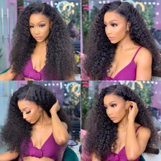Uglam Transparent Lace Front Kinky Curly Wig 200% Density