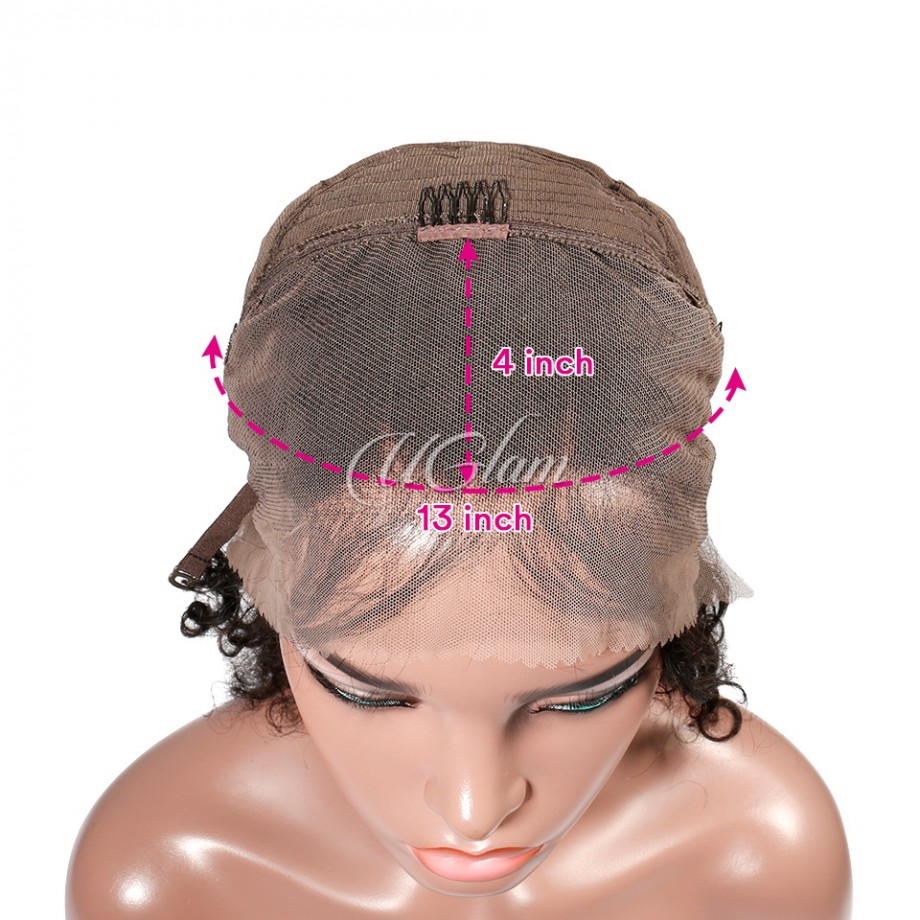 Uglam Non Remy Hair Lace Front Wigs Deep Wave 150% Density