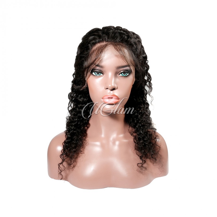 Uglam Non Remy Hair Lace Front Wigs Deep Wave 150% Density