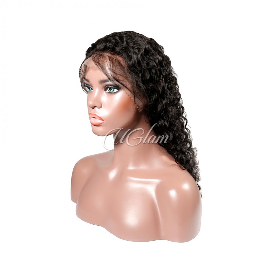 Uglam Non Remy Hair Lace Front Wigs Deep Wave 150% Density