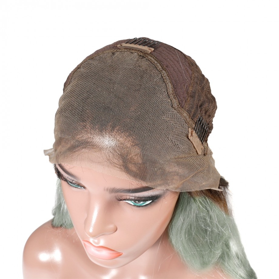 Uglam 1B/Grey Color 13x4 Lace Front Wig Body Wave Humanhair