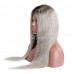 Uglam 1B/Grey Color 13x4 Lace Front Wig Straight