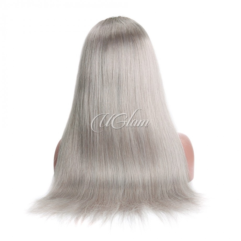 Uglam 1B/Grey Color 13x4 Lace Front Wig Straight