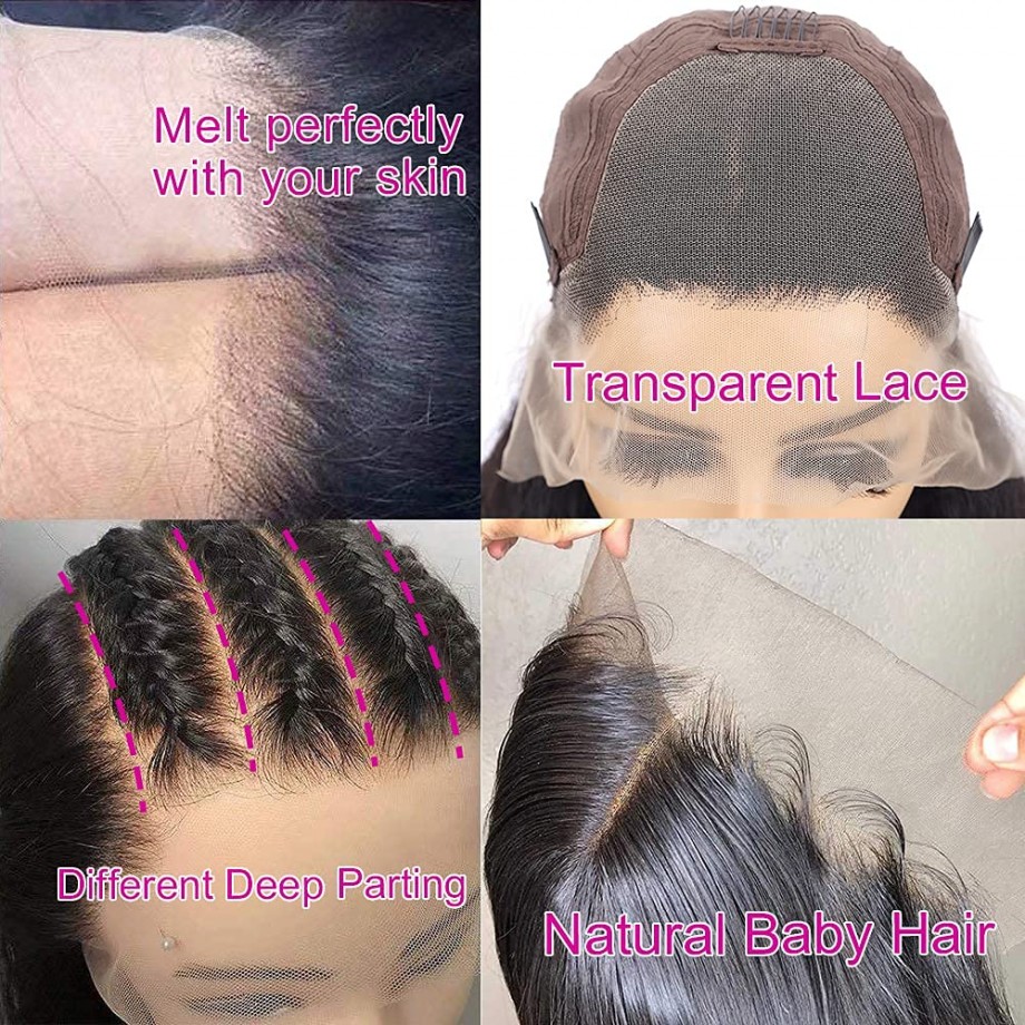 Uglam Transparent Lace Closure Wig Straight