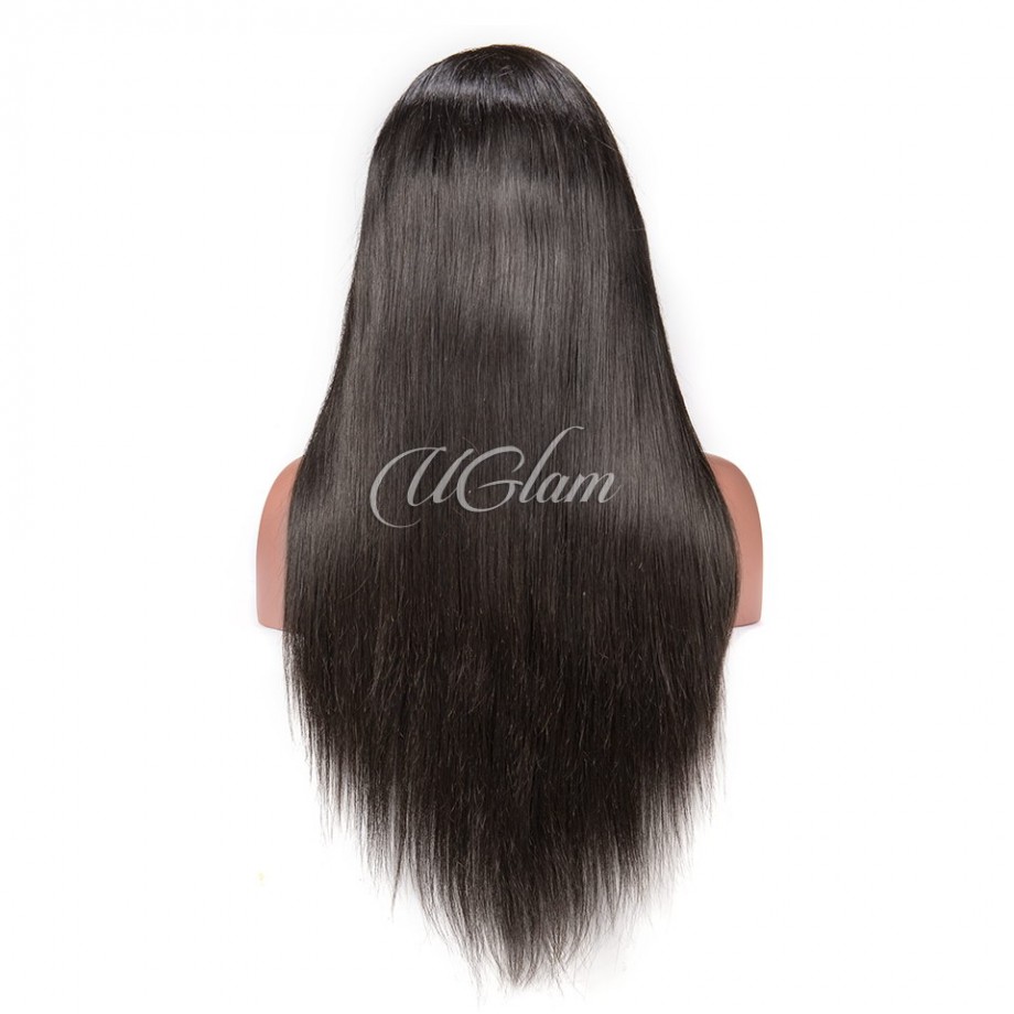 4X4 Medium Brown Lace Closure Wigs Straight 180% Density