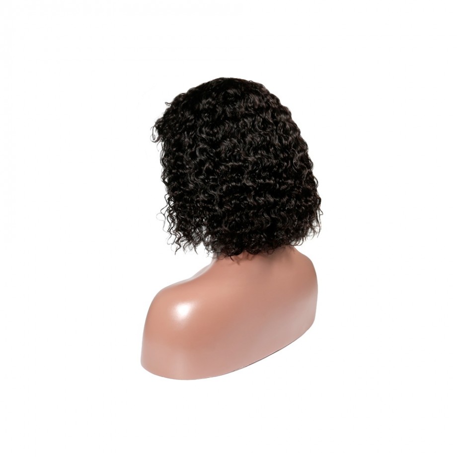 Uglam Bob Machine Made Wigs With Bang Hair Deep Wave 