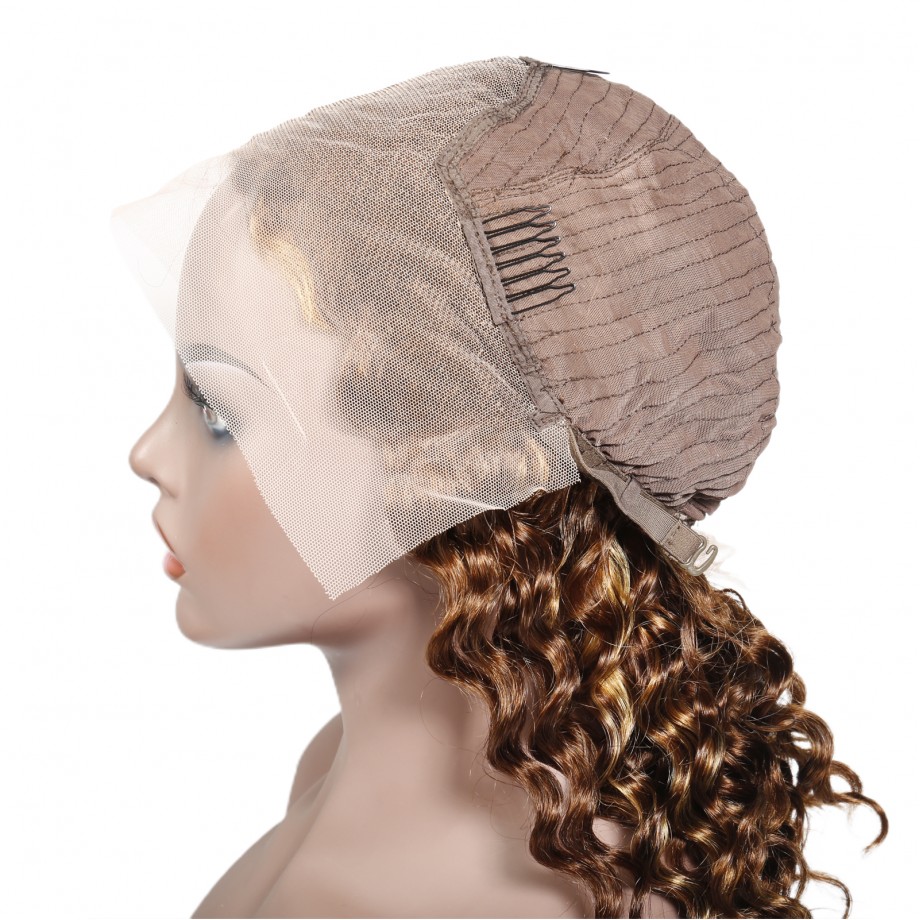 13X4 Lace Front Bob Wig Highlight #4/27 Deep Wave