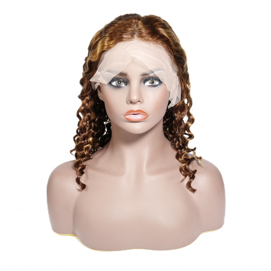 13X4 Lace Front Bob Wig Highlight #4/27 Deep Wave