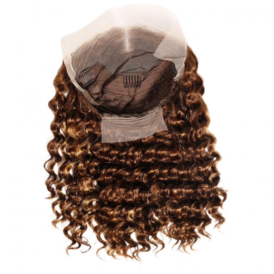 13X4 Lace Front Bob Wig Highlight #4/27 Deep Wave