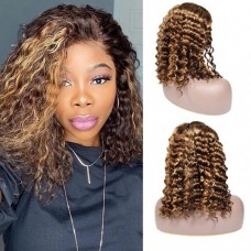 13X4 Lace Front Bob Wig Highlight #4/27 Deep Wave