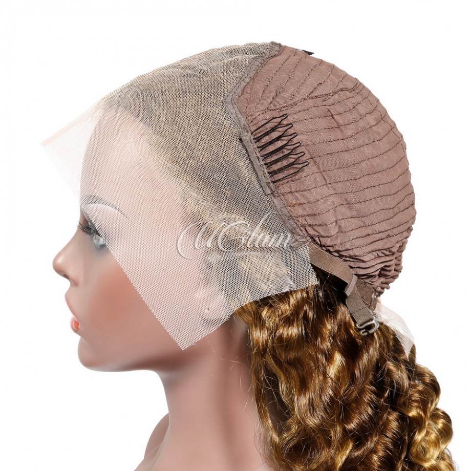 Virgin 13X4 Lace Front Piano Highlight #4/27 Color Deep Wave Human Hair Wig 