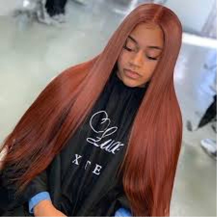 Uglam #33 Reddish Brown 13x4 Transparent Lace Front Human Hair Wig