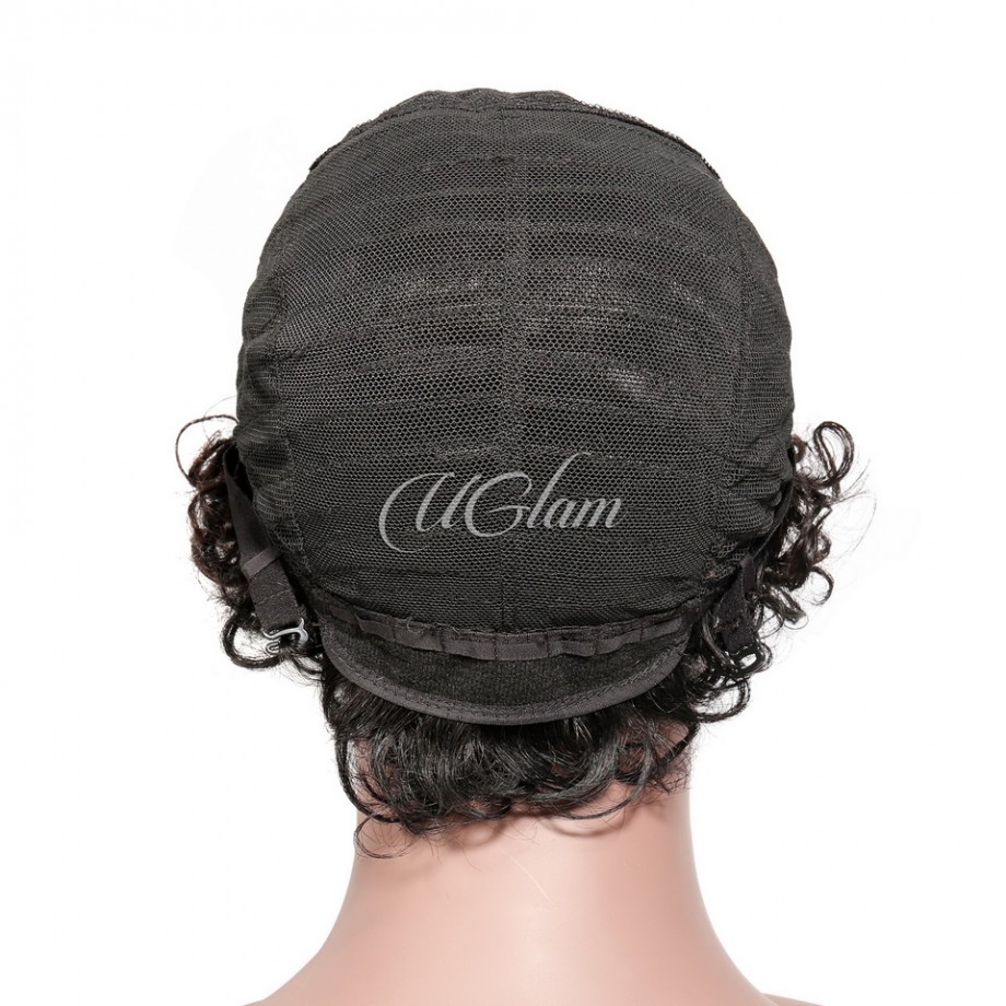 Uglam Pixie Cut Human Hair Machine Made Wig Afro Kinky Curl