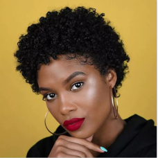 Uglam Pixie Cut Human Hair Machine Made Wig Afro Kinky Curl