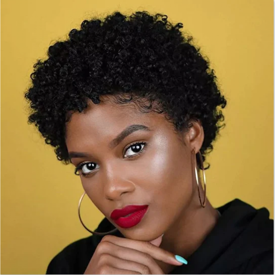 Uglam Pixie Cut Human Hair Machine Made Wig Afro Kinky Curl