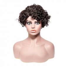 Uglam Pixie Cut Human Hair Machine Made Wig Jerry Curl