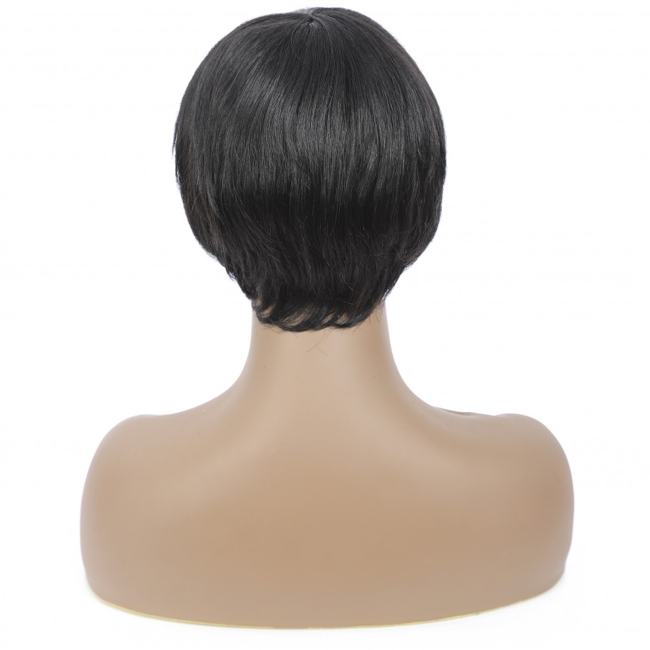 Uglam Pixie Cut Straight Human Hair Machine Made Wig