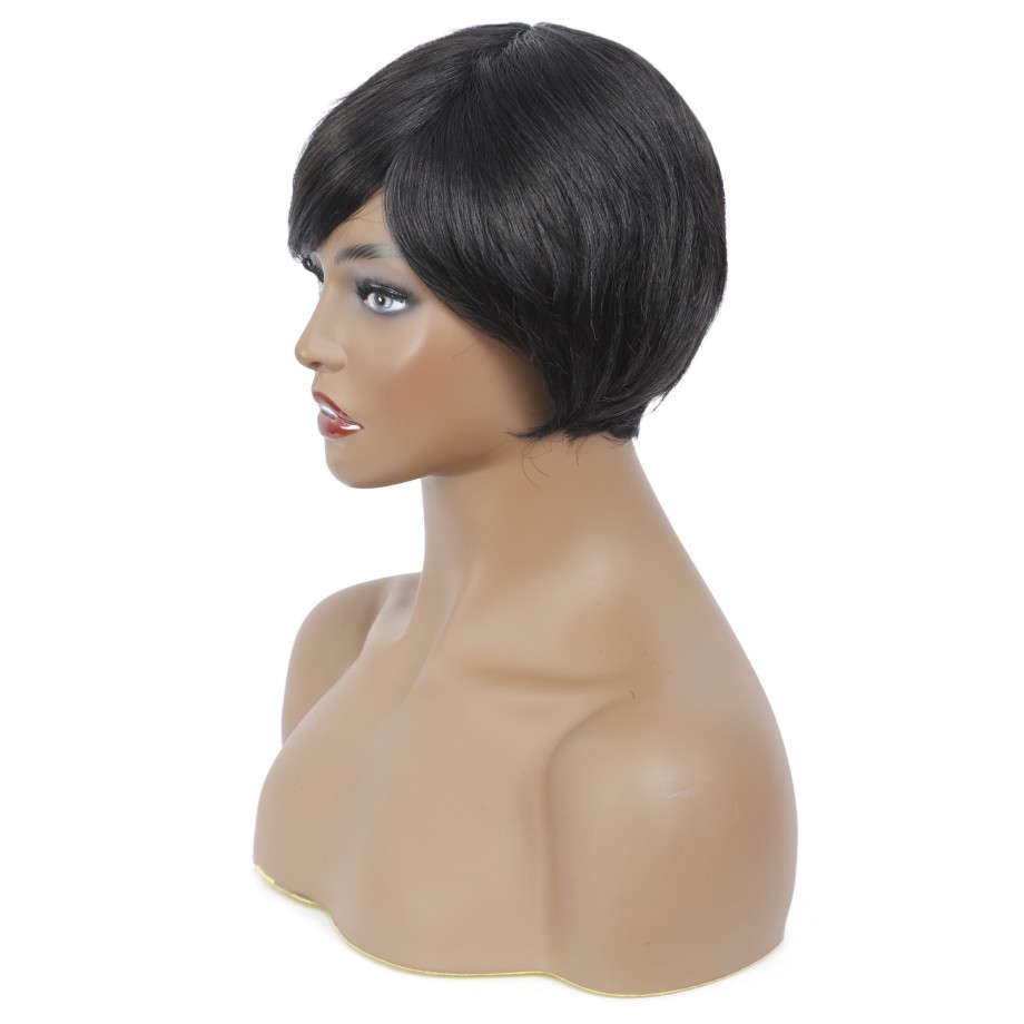 Uglam Pixie Cut Straight Human Hair Machine Made Wig