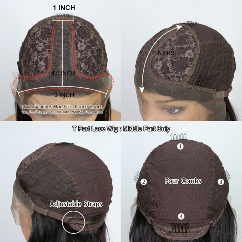 Uglam Bob T Part Lace Wigs Water Wave Hair