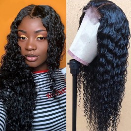 Uglam Transparent Lace Closure Wig Deep Wave