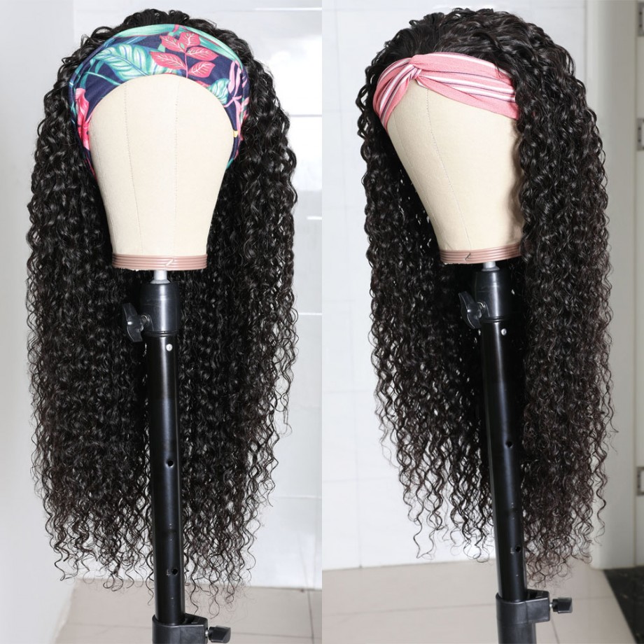Uglam Headband Wigs Deep Wave No PrePlucked Hairline