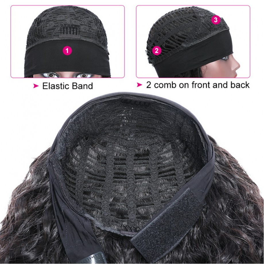 Uglam Headband Wigs Deep Wave No PrePlucked Hairline