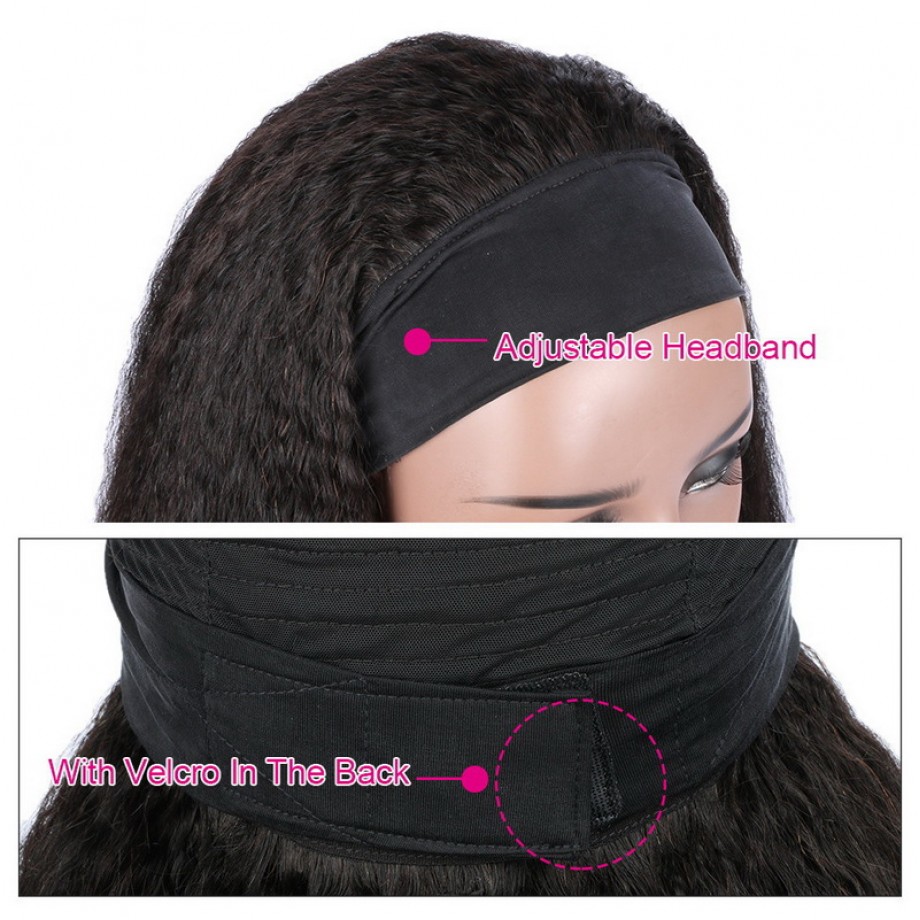 Uglam Headband Wigs Kinky Straight No PrePlucked Hairline