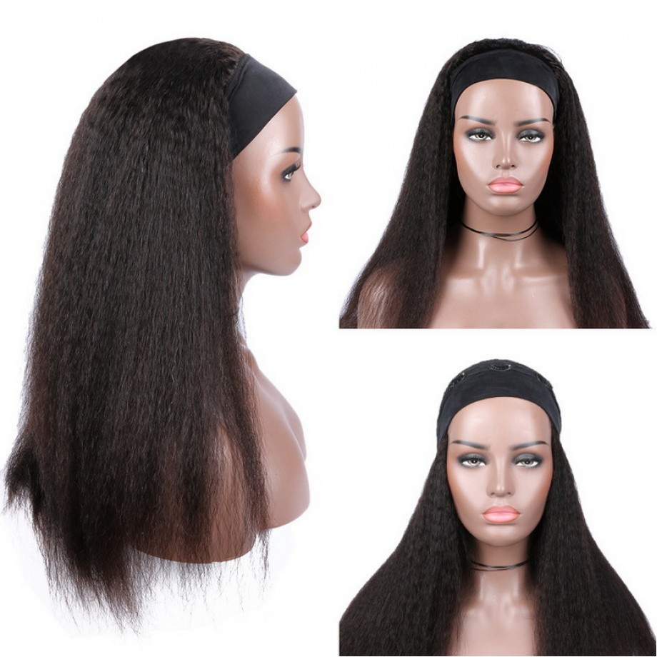 Uglam Headband Wigs Kinky Straight No PrePlucked Hairline