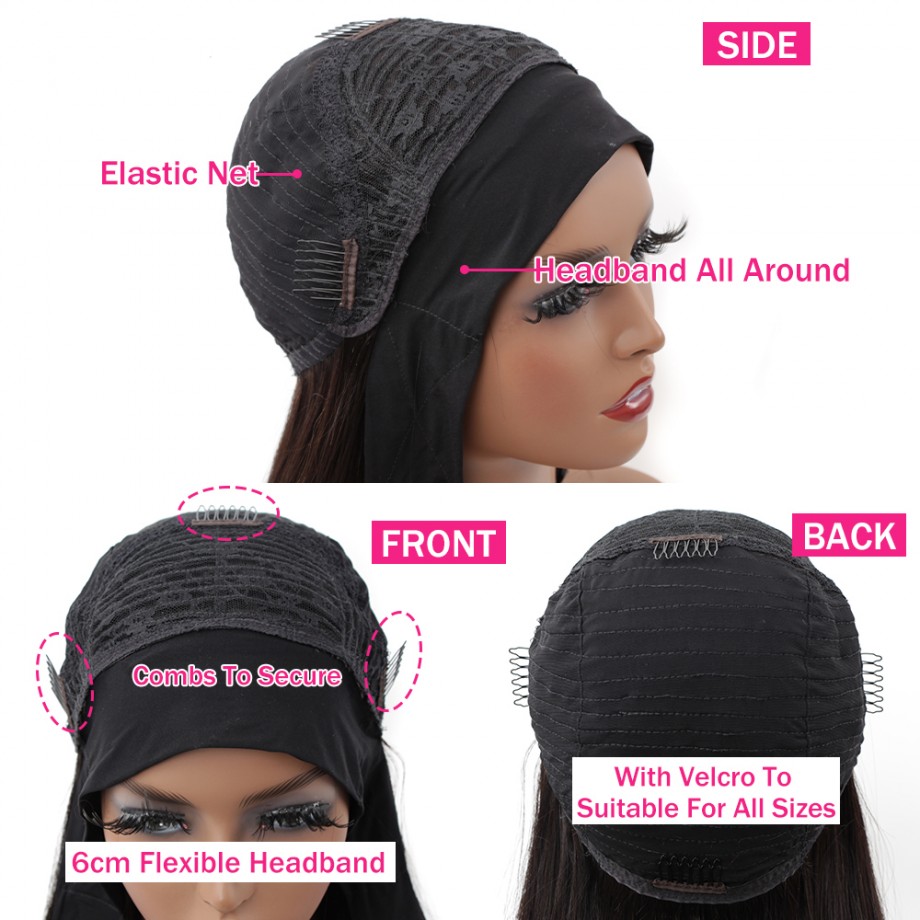 Uglam Headband Wigs Body Wave No PrePlucked Hairline