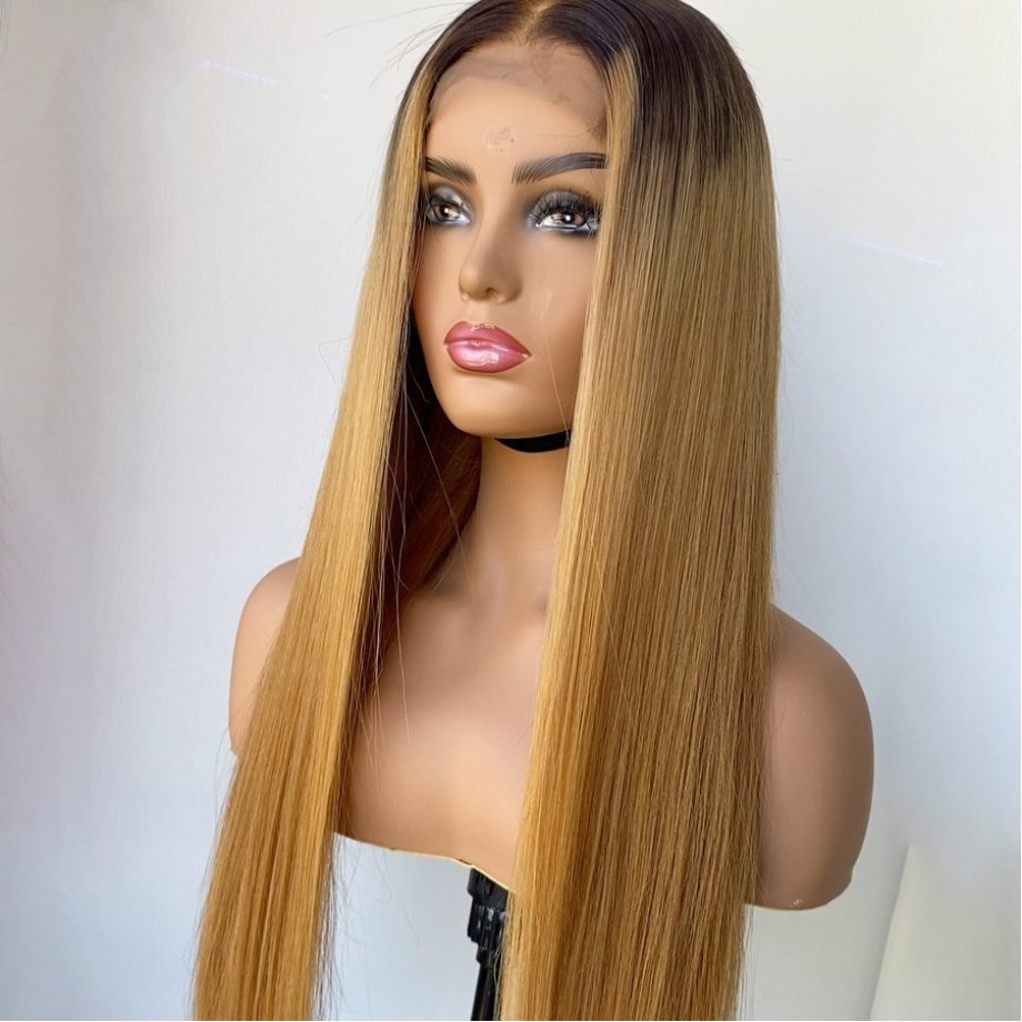 Uglam Lace Front Wigs 1B/27 Ombre Color Straight Hair