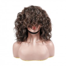 Uglam Bob Machine Made Wigs Loose Body Wave With Bang Hair