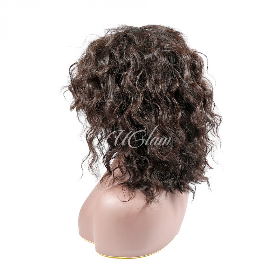 Uglam Bob Machine Made Wigs Loose Body Wave With Bang Hair
