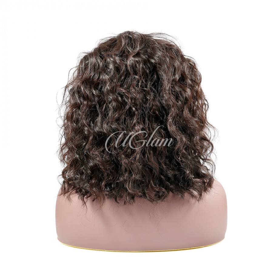 Uglam Bob Machine Made Wigs Loose Body Wave With Bang Hair