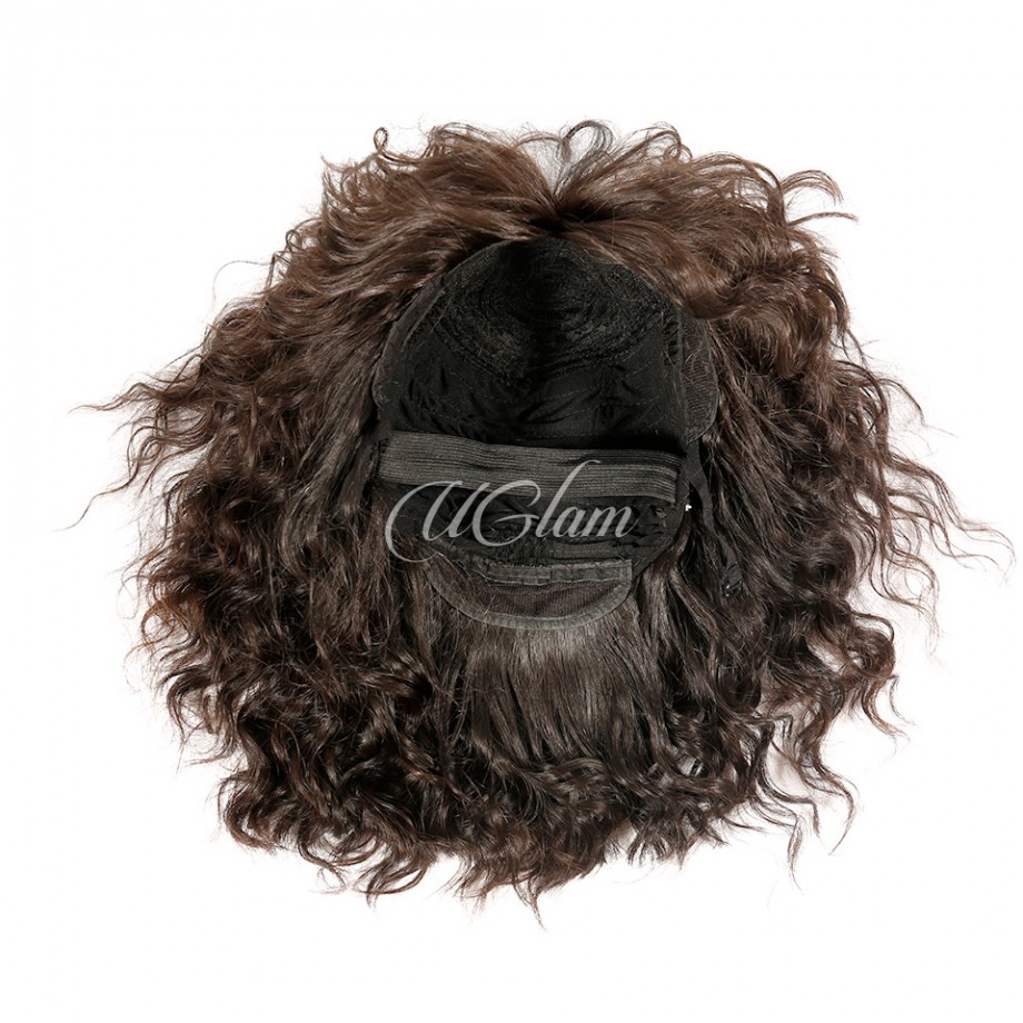 Uglam Bob Machine Made Wigs Loose Body Wave With Bang Hair