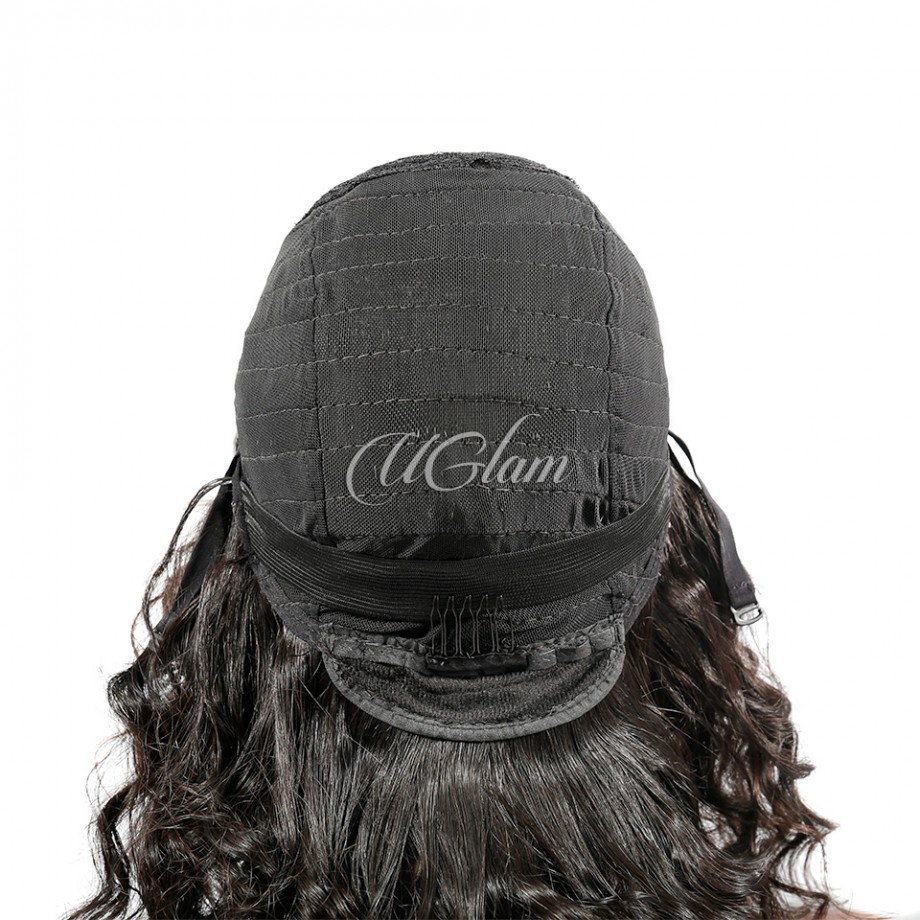 Uglam Bob Machine Made Wigs Loose Body Wave With Bang Hair