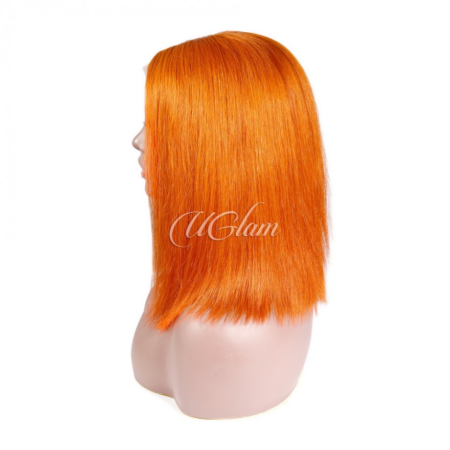 Uglam T Part Lace Orange Ginger Color Straight Bob Wig